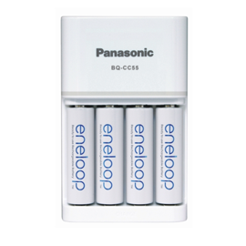 Panasonic Eneloop BQ-CC55 batterioplader med 4 x AA Eneloop